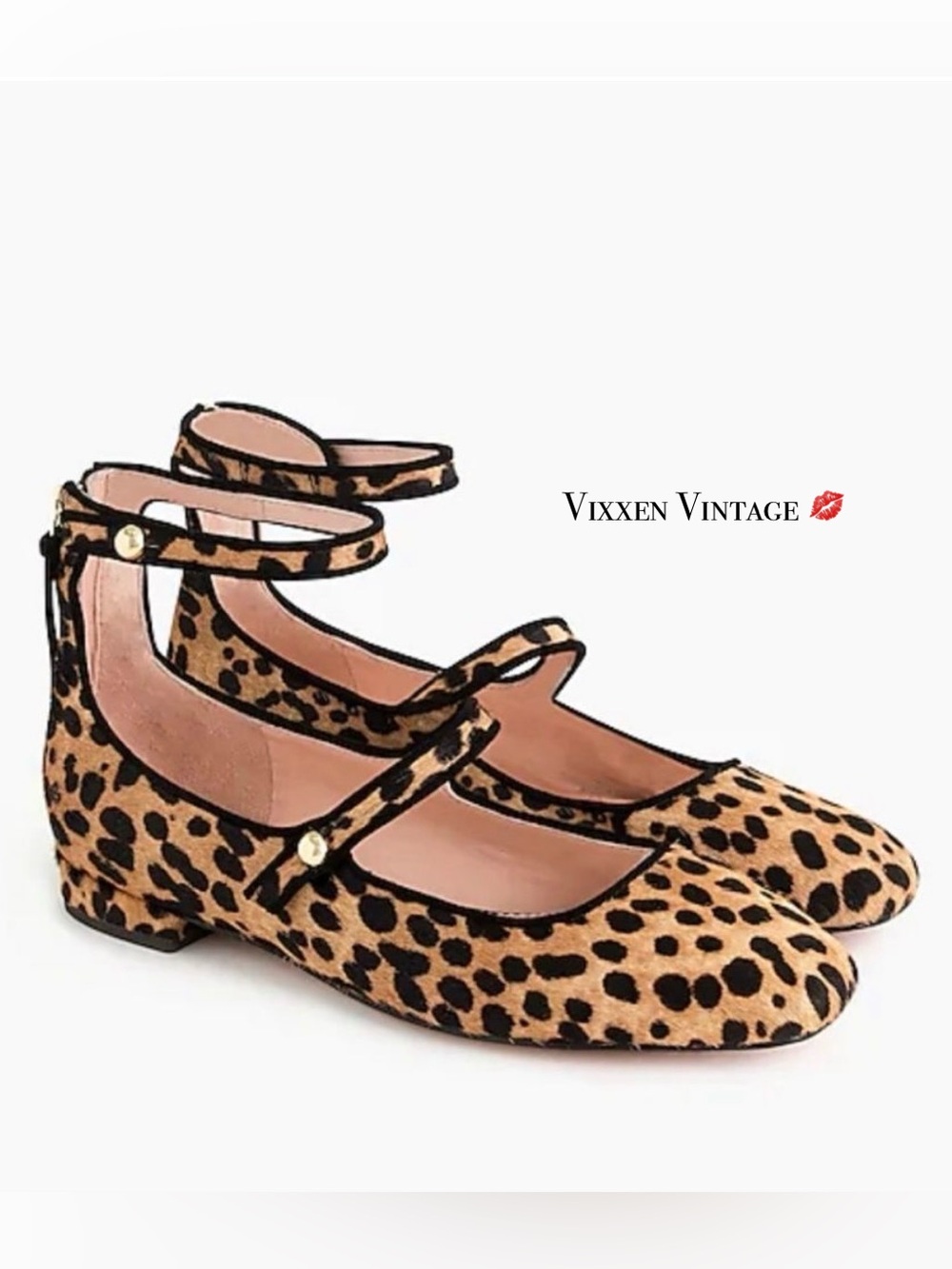 J. CREW SQUARE TOE 'SALLY BALLET FLATS W/ STRAPS IN HAIRCALF' IN SAHARA BROWN